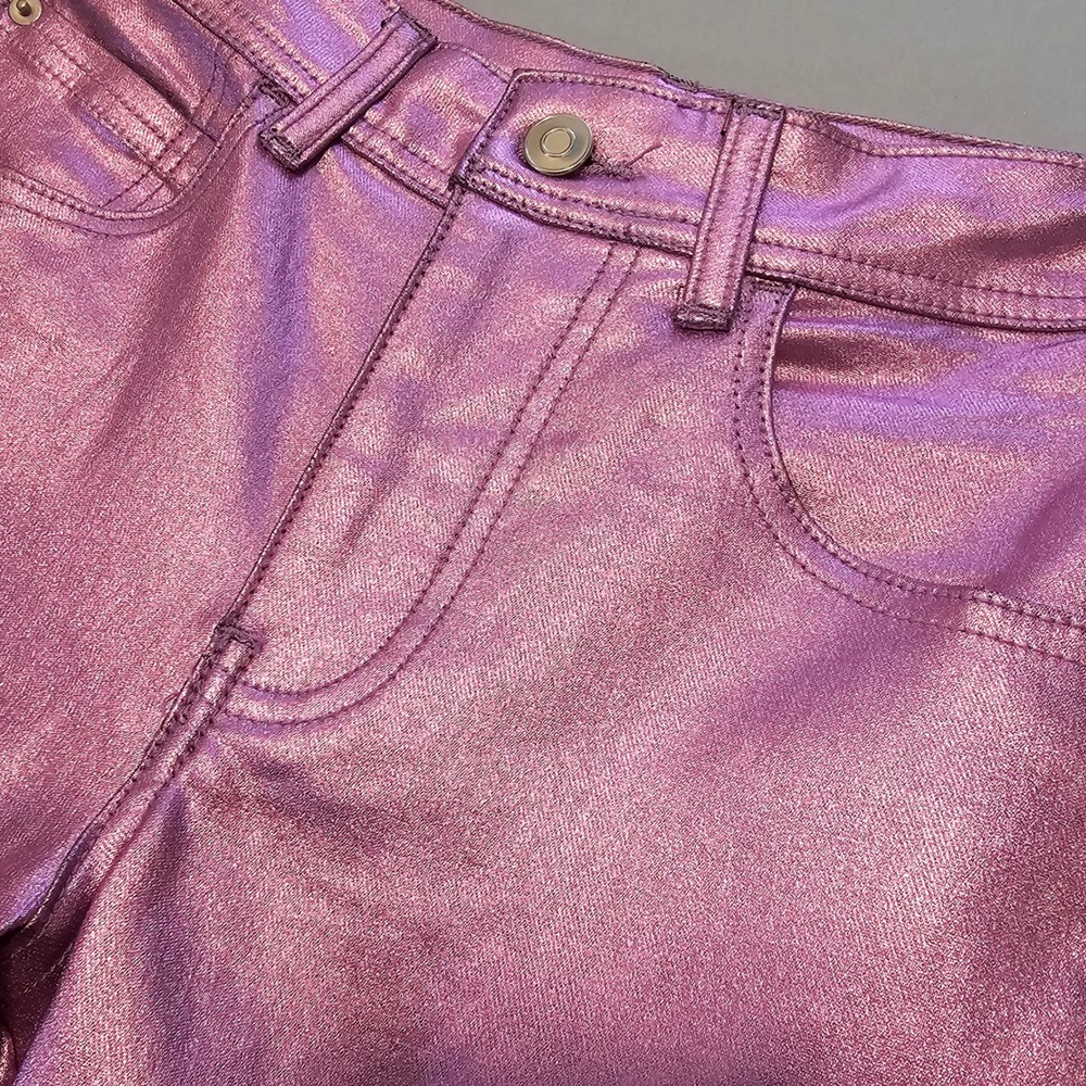 GB Gianni Bini Size 3 Pink Metallic 5 Pocket Stretchy Coated Jeans NWT 1128